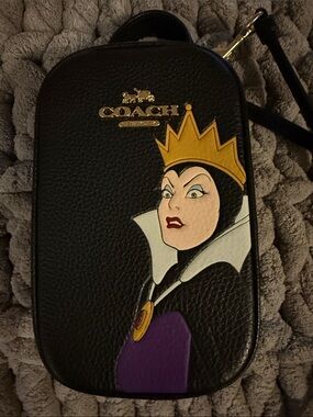 Coach Black Leather Crossbody with Evil Queen Artwork